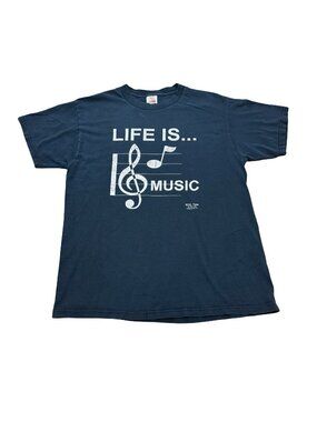 Vintage 1990s Life Is Music T-Shirt Fruit of the Loom Heavy Cotton Made in USA